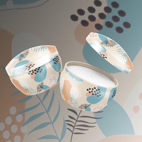 Candle packaging with the title 'Packaging design for cans with candles'