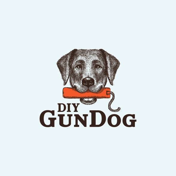 Nostalgic logo with the title 'Cute Labrador Retriever holding a bumber for DIY GunDog'