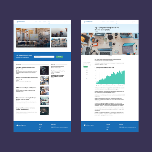 Blog website with the title 'Blog Concept design for Exploding Topics'