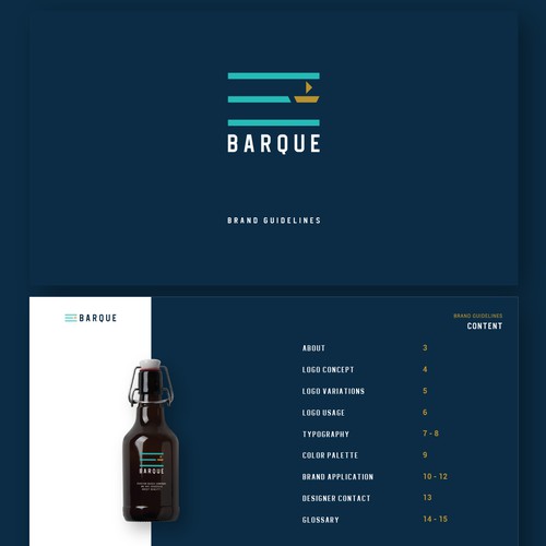 Brewery design with the title 'Barque Logo & Brand Guidelines'