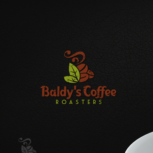 Leaf design with the title 'Logo Design For Baldy's Coffee Roasters'