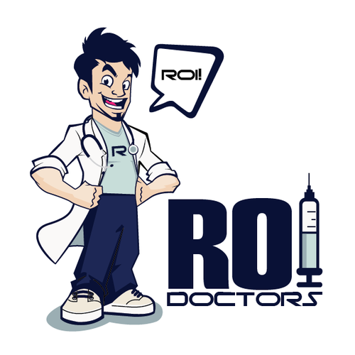Superhero logo with the title 'ROI DOCTORS'