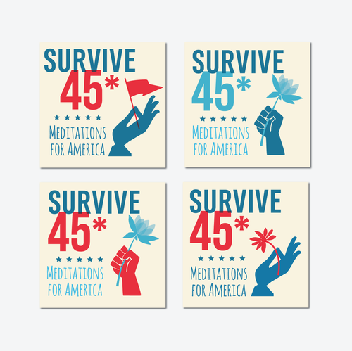 Fist logo with the title 'Design Iconic Logo for 'Survive 45' Anti-Trump Mediation Podcast'