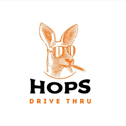 Glasses design with the title 'Hops Drive Thru logo design'