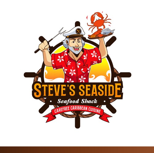 Modern vintage logo with the title 'Steve's Seaside Seafood Shack Logo'