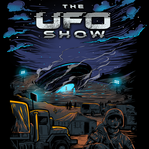 Radio design with the title 'THE UFO SHOW'