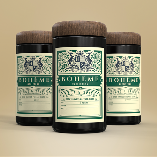 3D packaging with the title 'Vintage French Label for Black Storage Jar'