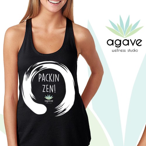 Agave design with the title 'Packin Zen Tank Top Agave Wellness Studio'