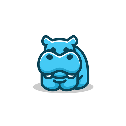 Neon blue safari logo with the title 'Blue Hippo'