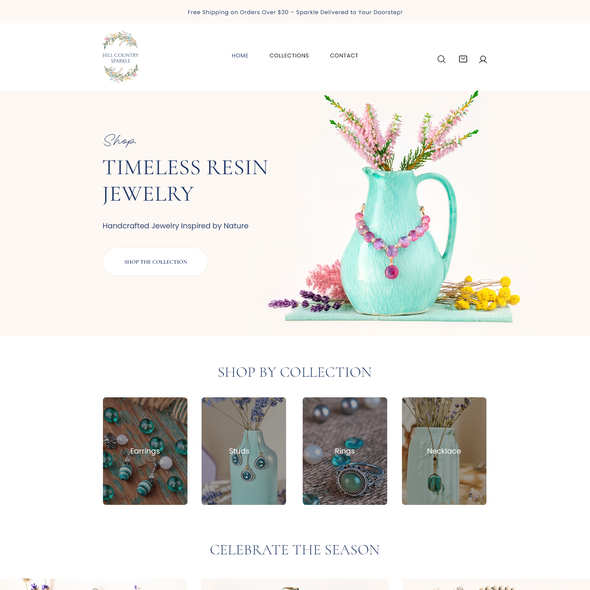 Elegant website with the title 'Texas Hill Country-Inspired Jewelry Store Design'