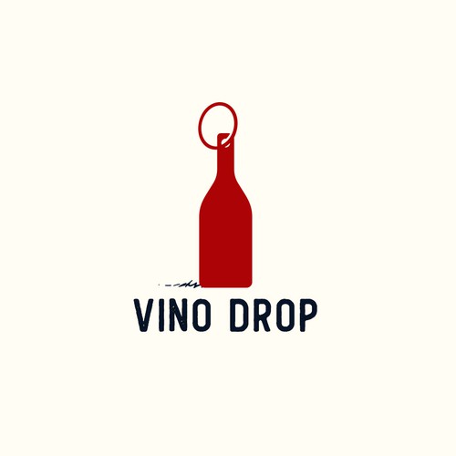 Wine bottle logo with the title 'Vino Drop Logo Design'