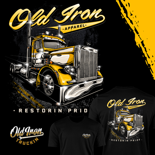 Truck design with the title 'Old Iron Apparel T-Shirt Design'