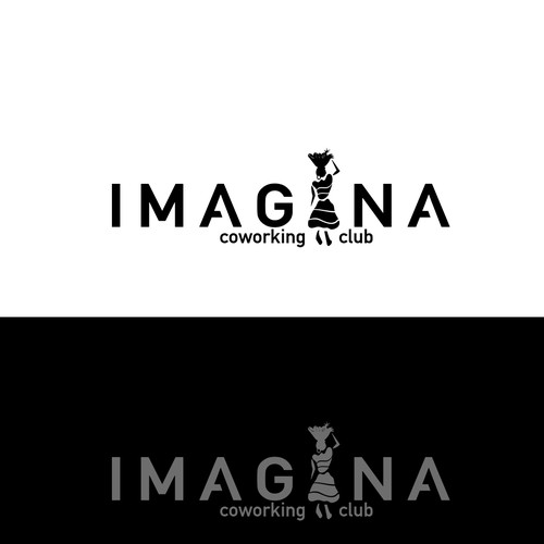 Co-working space design with the title 'IMAGINA-coworking club'