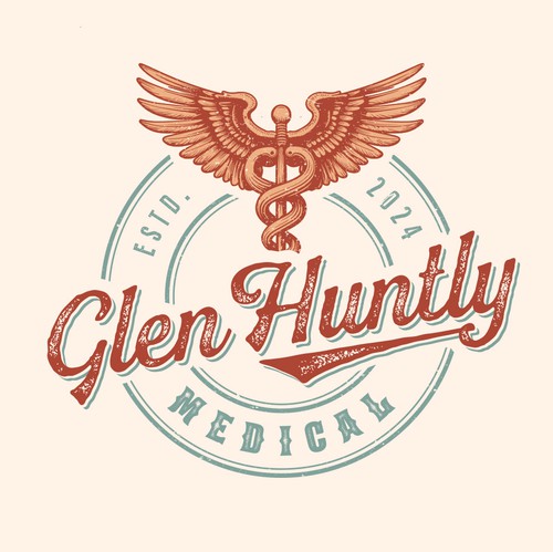 Caduceus design with the title 'Vintage Medical Clinic Logo'