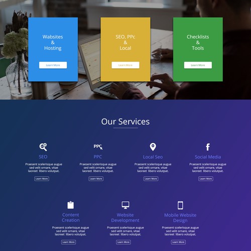 Layout website with the title 'Website design'