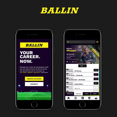 Youth design with the title 'Ballin Soccer Mobile App'