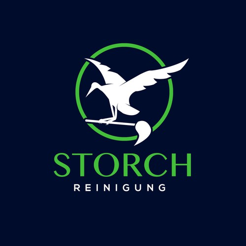 Stork logo with the title 'Cleaning Logo'
