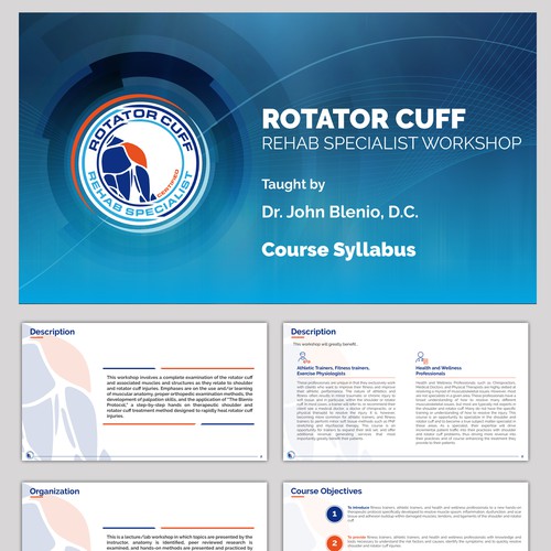 Workshop design with the title 'Rotator Cuff Rehab workshop Presentation'