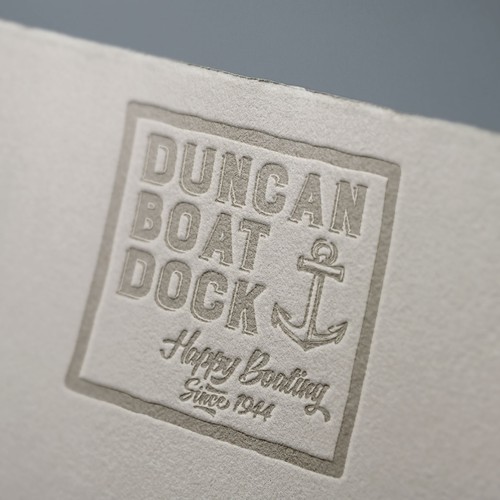 Boat brand with the title 'Vintage boat dock logo'