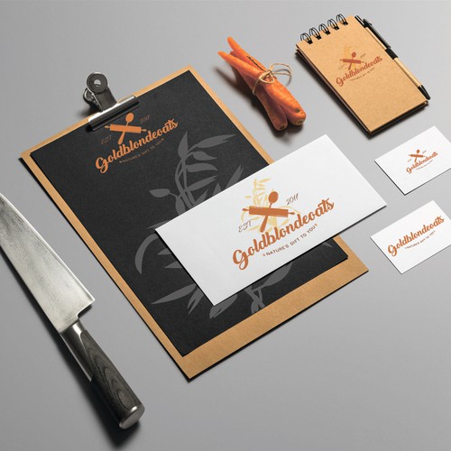 Rolling pin design with the title 'Logo concept for Goldblondeoats cafe'