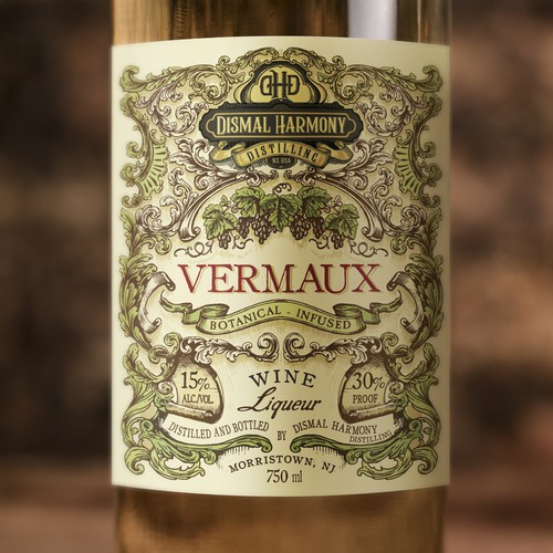 Wine label with the title 'Liqueur vintage label'