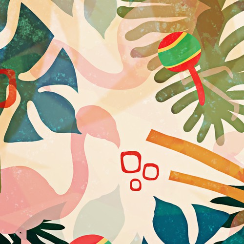 Tropical artwork with the title 'Havana U-na-na Pattern'