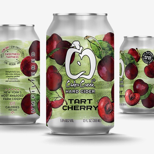 Cherry design with the title 'Tart Cherry Hard Cider'