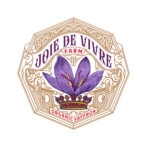 Crown design with the title 'Logo and product branding for a US based Saffron Farm'