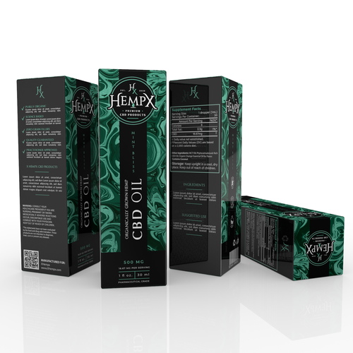 Marble design with the title 'Hempx CDB oil'