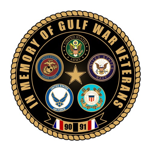 Coin artwork with the title 'Desert Storm Theme Challenge Coin'