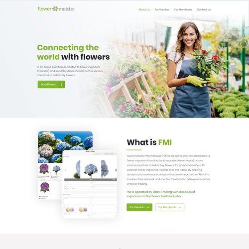 Sophisticated website with the title 'Flower Meister International (FMI)'