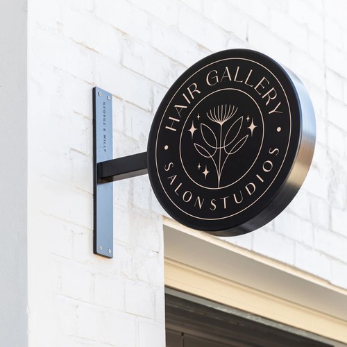 Salon logo with the title 'Feminine, boho logo design for Hair Gallery Salon Studios'