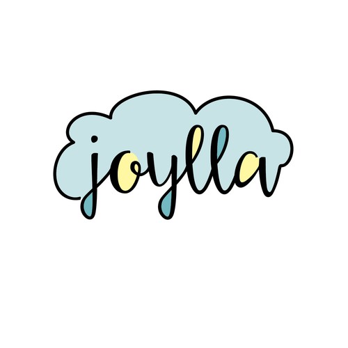 Blue and yellow logo with the title '"Joyful" logo design'
