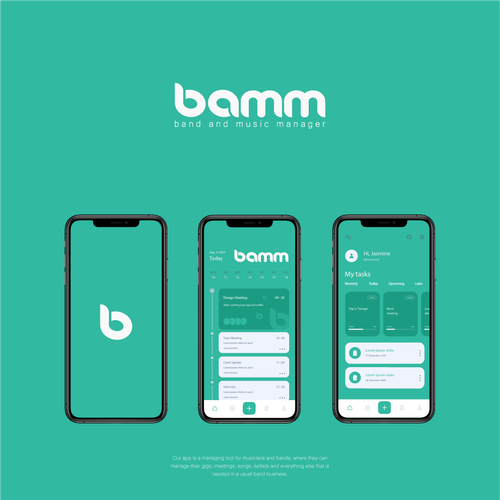 Treble clef logo with the title 'bamm Logo Concept'