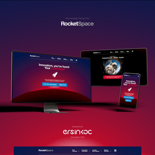Red website with the title 'Landing page for RocketSpace'