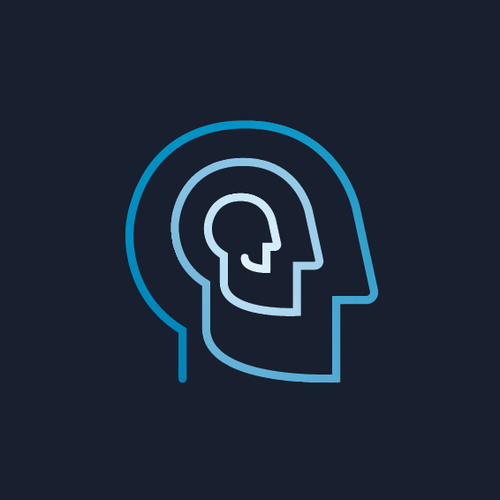 Human logo with the title 'A line-drawn spiral in a human head silhouette for an integral theory coach'