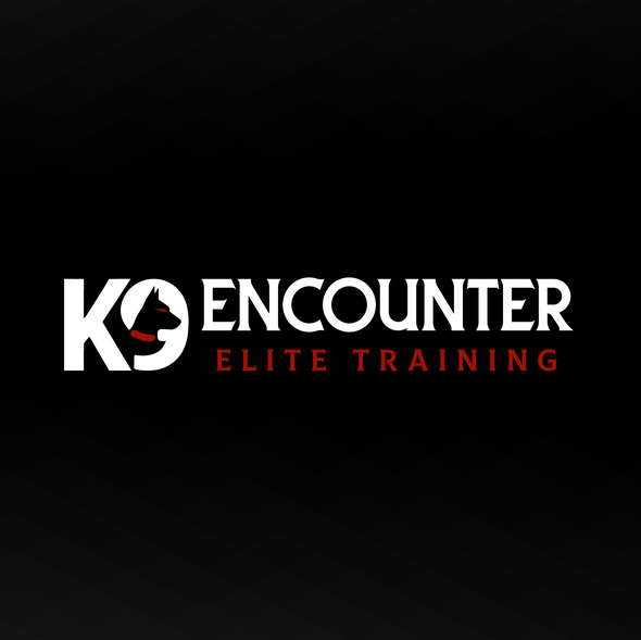Negative space logo with the title 'K9 Encounter Logo Design'