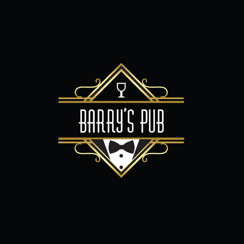 Tuxedo logo with the title 'Logo for Barry's Pub - Local dive bar'