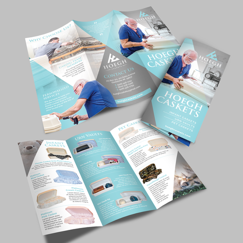 Blue design with the title 'Hoegh Caskets'