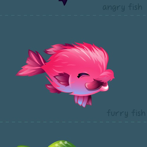 Cute artwork with the title 'Fishes for a mobile game'