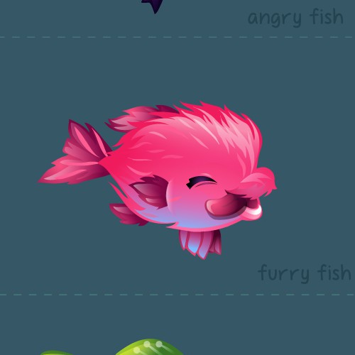 Modern artwork with the title 'Fishes for a mobile game'