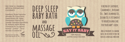 Baby label with the title 'Create a colourful, modern & natural look packaging for our baby skincare'