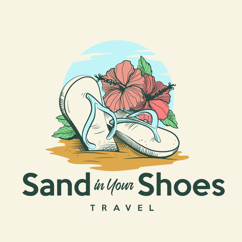 Sand design with the title 'Design a sophisticated logo for travel with sunny destinations'