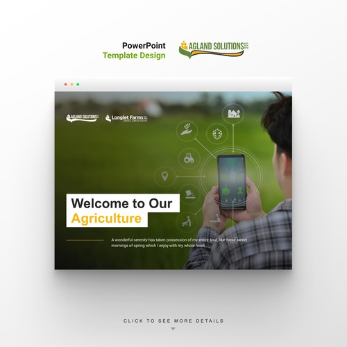 Keynote design with the title 'Agriculture Business Powerpoint template'