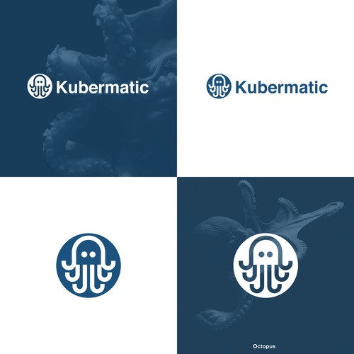 Squid logo with the title 'Lineart Octopus Logo'