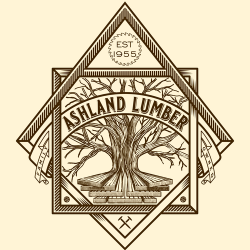 Geometric logo with the title 'Logo for Retail Lumber Yard'