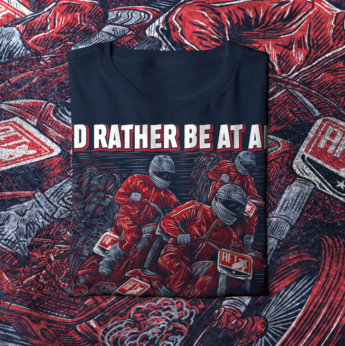 Motorcycle design with the title 'Graphic intense shirt illustration for flat track racing'