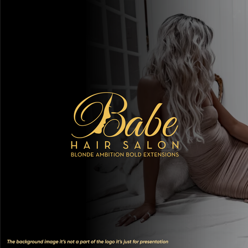 Gold beauty logo with the title 'Babe - Hair extensions'