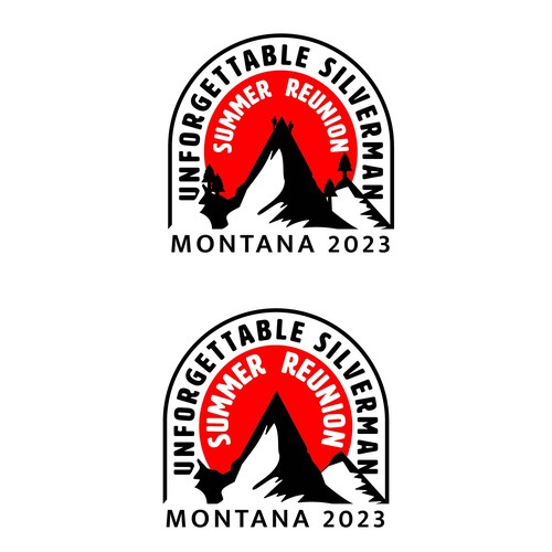 Camp logo with the title 'Bold Logo stamp design for a camping group'