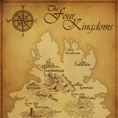 Fantasy design with the title 'Four Kingdoms Map Design'